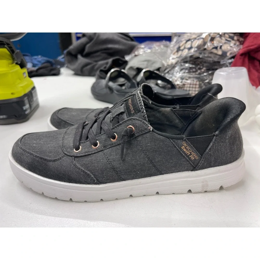 Skechers Hands Free Slip-ins Swift Fit Black Rose Gold Sneakers Womens 9